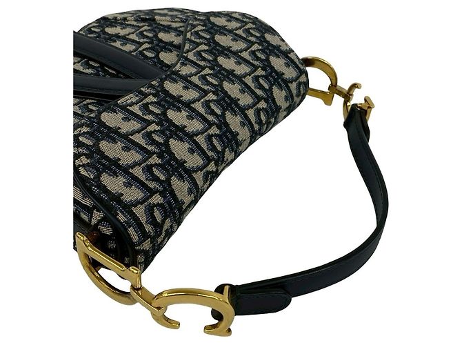 Borsa Saddle Oblique Christian Dior Blu navy - vista 4