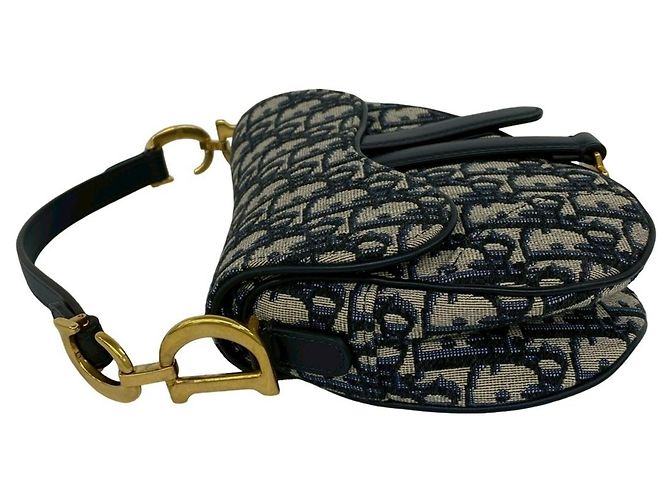 Borsa Saddle Oblique Christian Dior Blu navy - vista 5