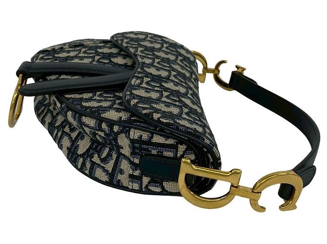 Borsa Saddle Oblique Christian Dior Blu navy - vista 6