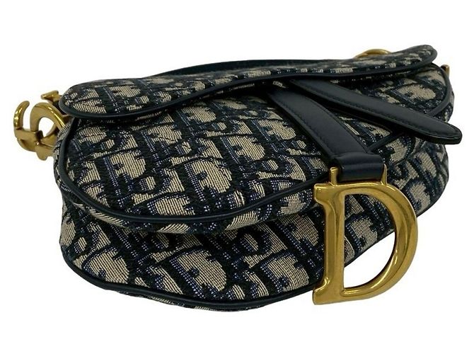 Borsa Saddle Oblique Christian Dior Blu navy - vista 7