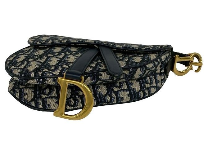 Borsa Saddle Oblique Christian Dior Blu navy - vista 8