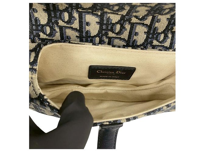 Borsa Saddle Oblique Christian Dior Blu navy - vista 9