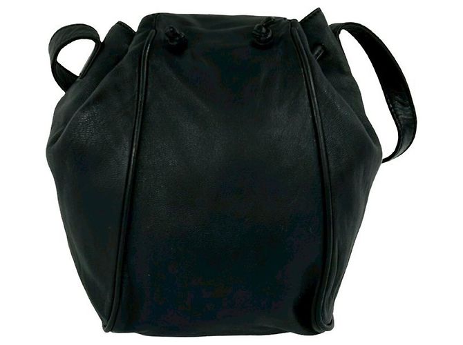 Loewe Vintage Logo Leder Mini Drawstring Schultertasche Schwarz - Ansicht 3