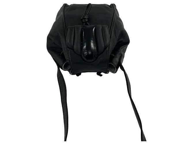 Loewe Vintage Logo Leder Mini Drawstring Schultertasche Schwarz - Ansicht 4