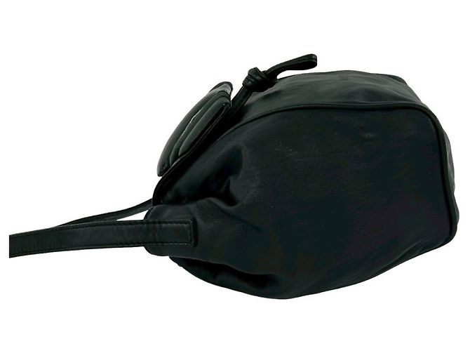 Loewe Vintage Logo Leder Mini Drawstring Schultertasche Schwarz - Ansicht 5