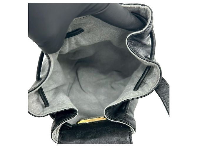 Loewe Vintage Logo Leder Mini Drawstring Schultertasche Schwarz - Ansicht 9