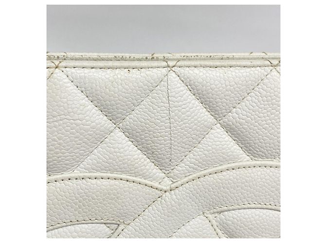 Timeless Bolsa Tote Chanel em couro de bezerro de grão branco - vista 8