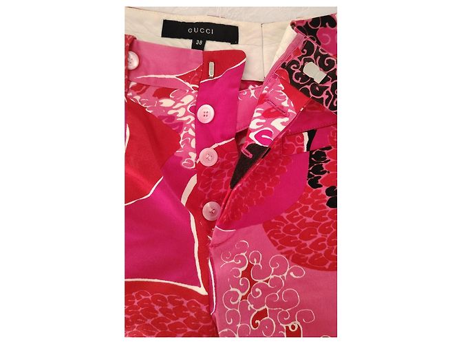 Pantalones Gucci de algodón rojo y rosa con estampado floral Negro Blanco Roja - vista 2