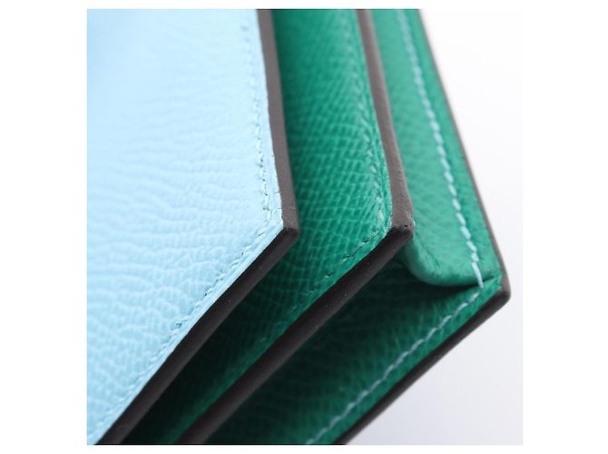Hermès Hermes Bearn Soufflé Verso Bi-fold Long Wallet Blau Grün - Ansicht 8