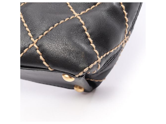 Borsa Tote Chanel Wild Stitch in pelle nera Nero - vista 10