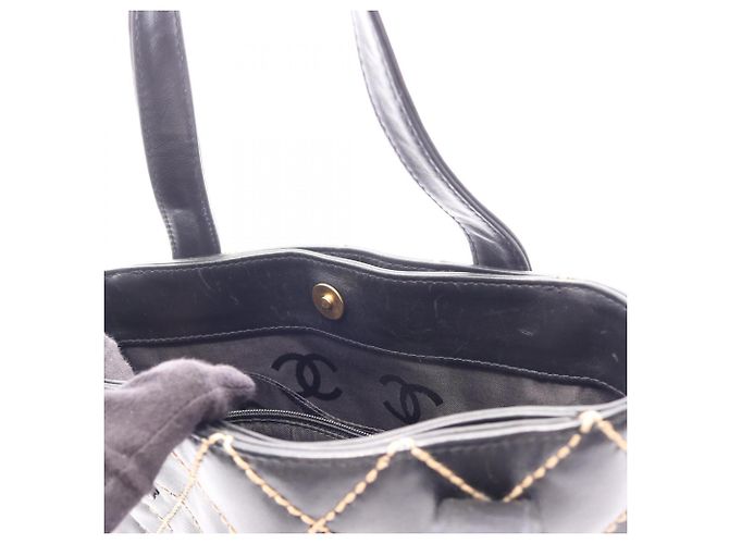 Borsa Tote Chanel Wild Stitch in pelle nera Nero - vista 14
