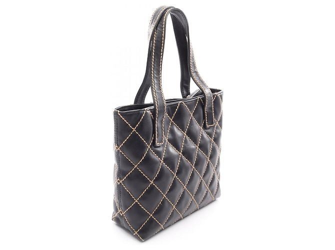 Borsa Tote Chanel Wild Stitch in pelle nera Nero - vista 2