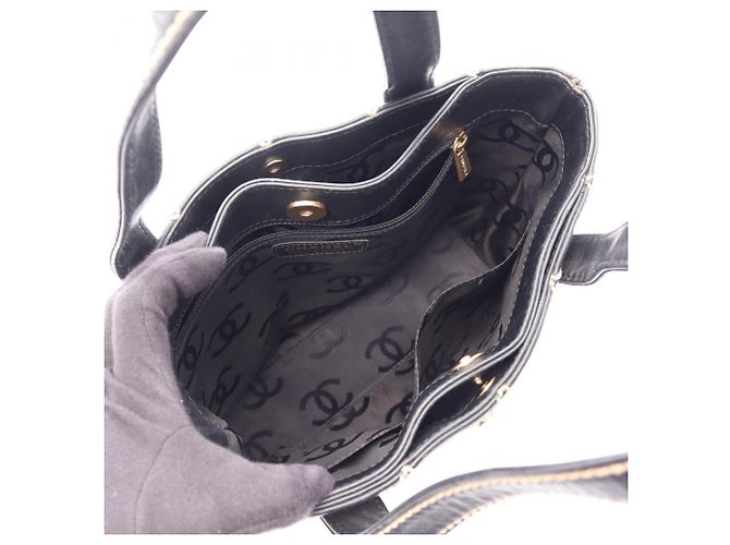 Borsa Tote Chanel Wild Stitch in pelle nera Nero - vista 3