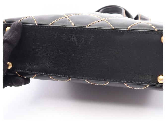 Borsa Tote Chanel Wild Stitch in pelle nera Nero - vista 6