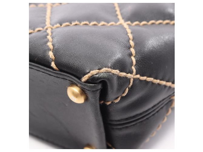 Borsa Tote Chanel Wild Stitch in pelle nera Nero - vista 7