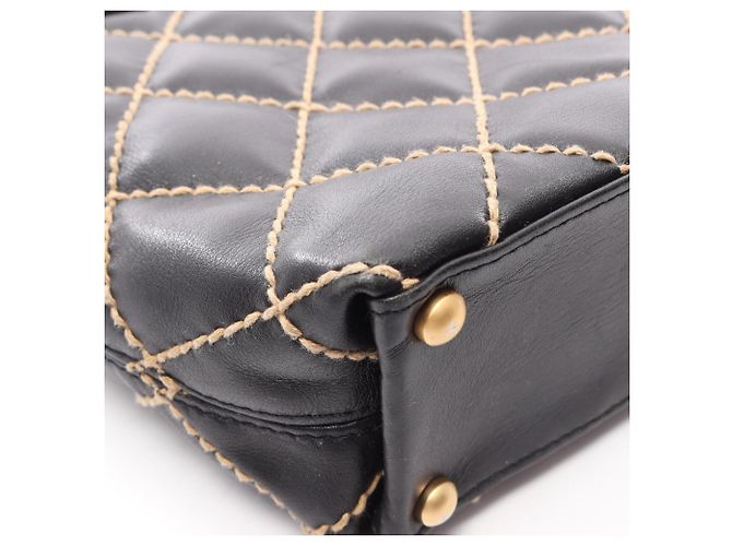 Borsa Tote Chanel Wild Stitch in pelle nera Nero - vista 8