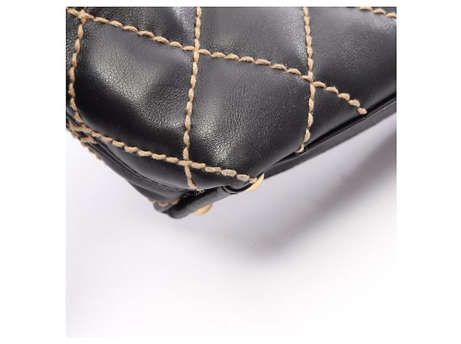 Borsa Tote Chanel Wild Stitch in pelle nera Nero - vista 9