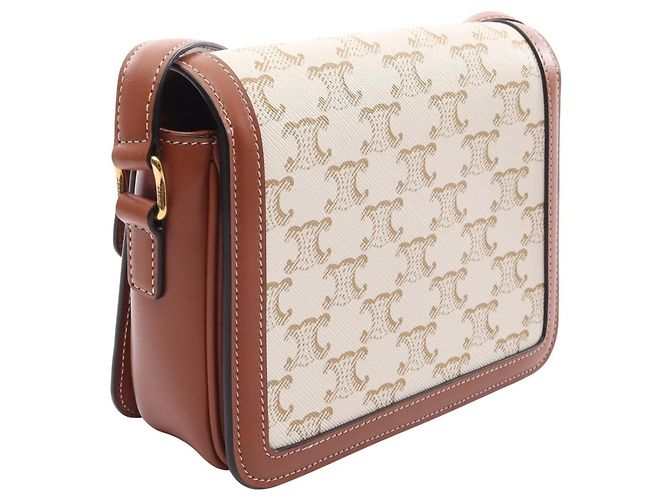 Céline Borsa a tracolla Celine Teen Triomphe Marrone Bianco Beige - vista 2
