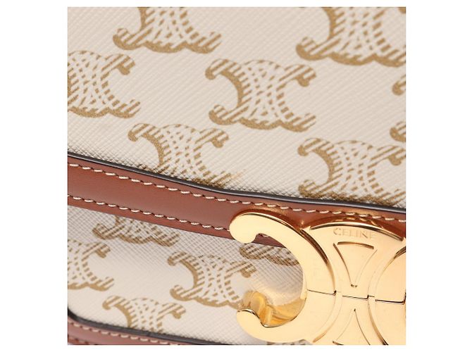 Céline Borsa a tracolla Celine Teen Triomphe Marrone Bianco Beige - vista 6