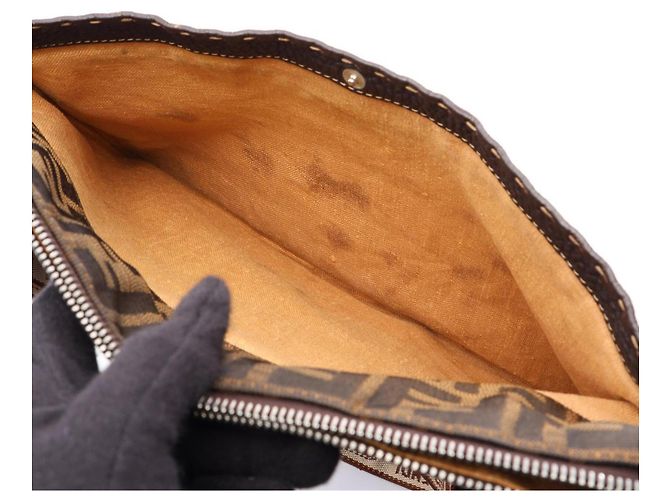 Borsa a Spalla Fendi Selleria Zucca Marrone - vista 10