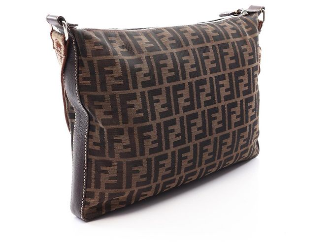 Borsa a Spalla Fendi Selleria Zucca Marrone - vista 2