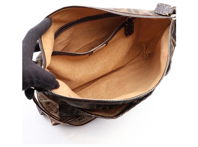 Borsa a Spalla Fendi Selleria Zucca Marrone - vista 3