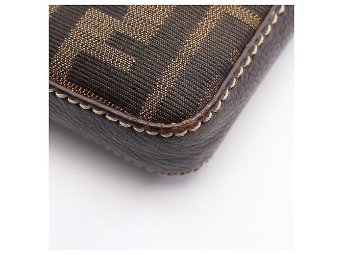 Borsa a Spalla Fendi Selleria Zucca Marrone - vista 7
