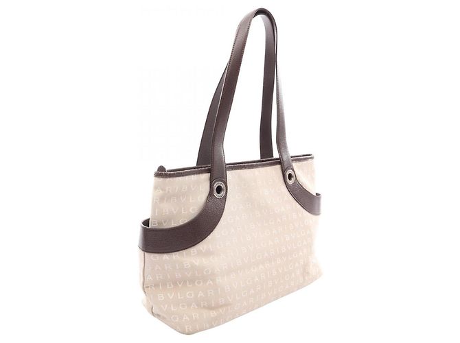 Bulgari Bolsa Tote Bvlgari Logomania Marrom Bege - vista 2