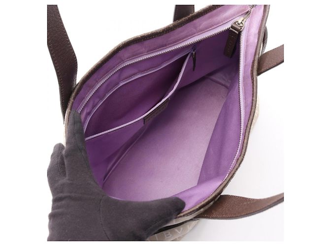 Bulgari Bolsa Tote Bvlgari Logomania Marrom Bege - vista 3