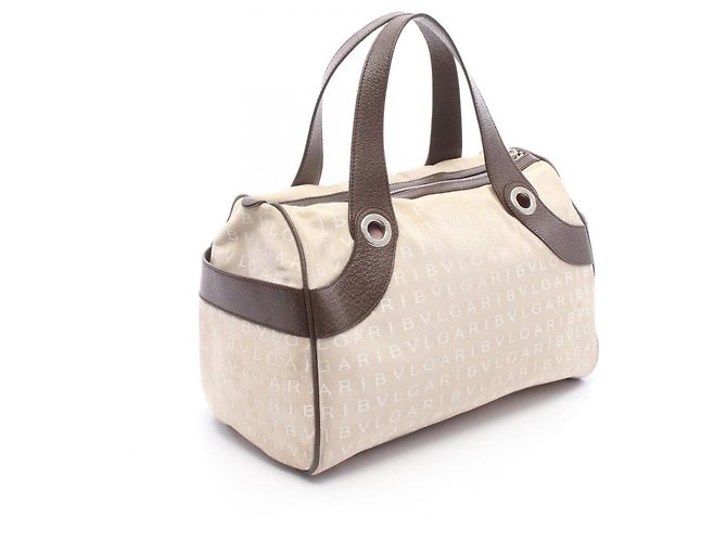 Borsa a mano Mini Boston Bulgari Logomania Marrone Beige - vista 2