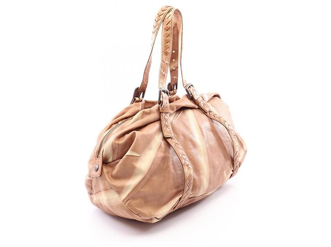 Borsa Boston Intrecciato Bottega Veneta Marrone Beige - vista 2
