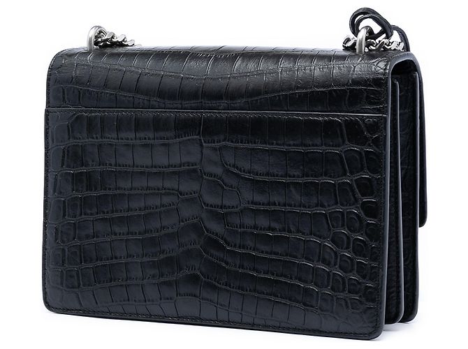 Borsa a tracolla Monogram Sunset in pelle nera con stampa coccodrillo misura Medium Saint Laurent Nero - vista 2