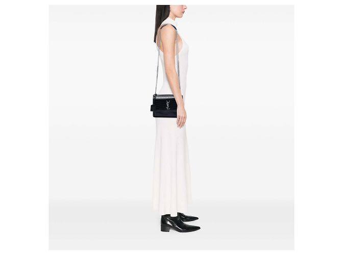 Borsa a tracolla Monogram Sunset in pelle nera con stampa coccodrillo misura Medium Saint Laurent Nero - vista 6