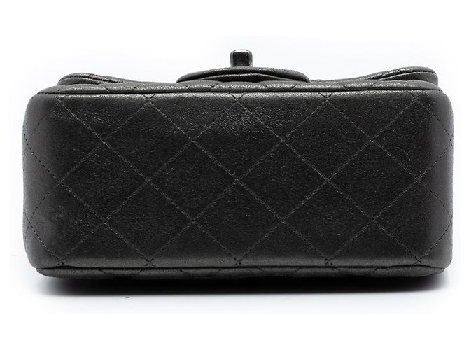 Chanel Gray Mini Square Classic Lambskin Single Flap Marrone Grigio antracite - vista 3