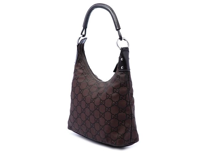 Borsa a tracolla Gucci in nylon GG marrone Marrone scuro - vista 2