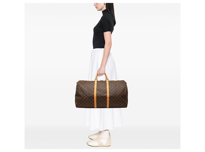 Louis Vuitton Marrone Monogram Keepall 60 - vista 7