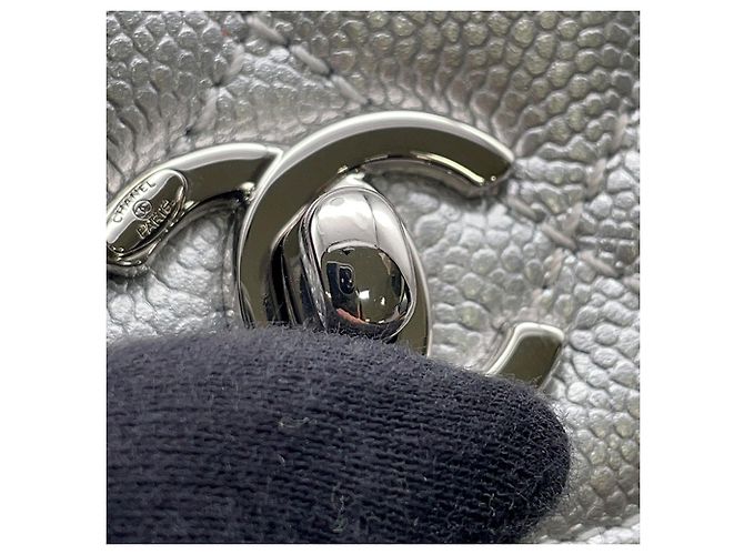 Coco Handle Borsa Chanel Silver Extra Mini Metallic Quilted Caviar Coco Top Handle Argento - vista 6