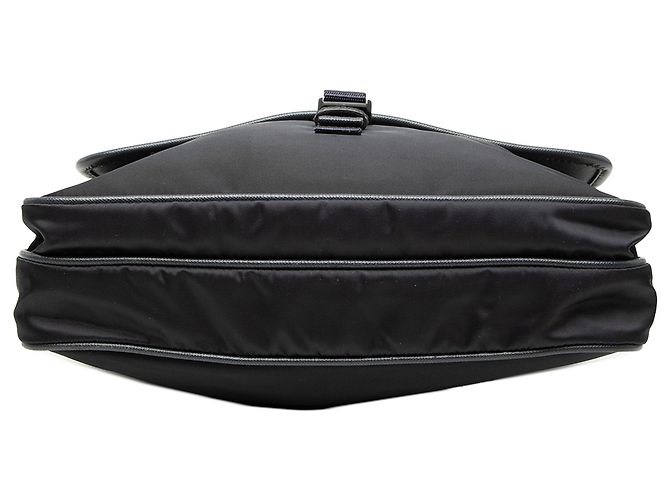 Bolso bandolera Prada Black Saffiano Trimmed Tessuto Zip Top Negro - vista 3