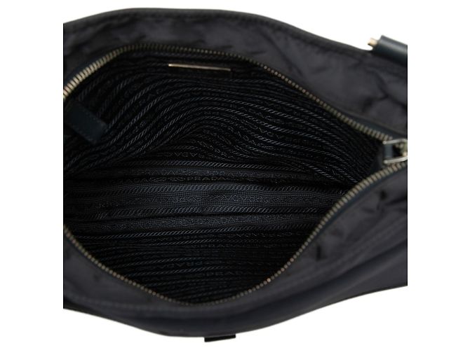 Bolso bandolera Prada Black Saffiano Trimmed Tessuto Zip Top Negro - vista 4