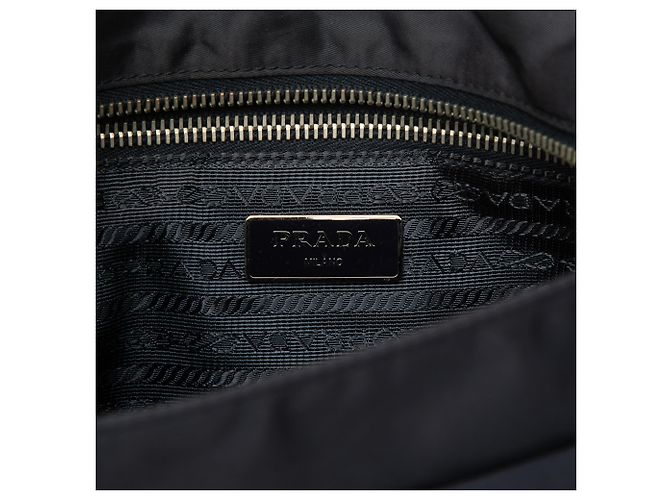 Bolso bandolera Prada Black Saffiano Trimmed Tessuto Zip Top Negro - vista 5