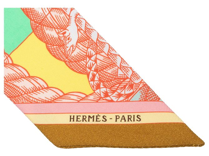 Sciarpa Twilly in seta Hermès Pink Cavalleria d Etriers Rosa - vista 2