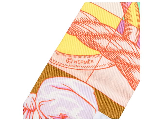 Sciarpa Twilly in seta Hermès Pink Cavalleria d Etriers Rosa - vista 3