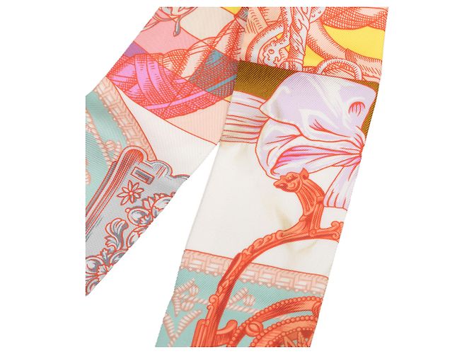 Sciarpa Twilly in seta Hermès Pink Cavalleria d Etriers Rosa - vista 5