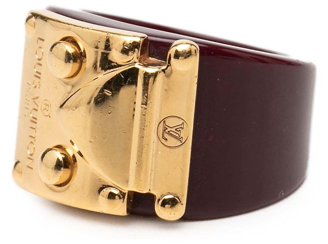 Anello Lock Me in resina rossa e placcato oro Louis Vuitton M Rosso Bordò - vista 2