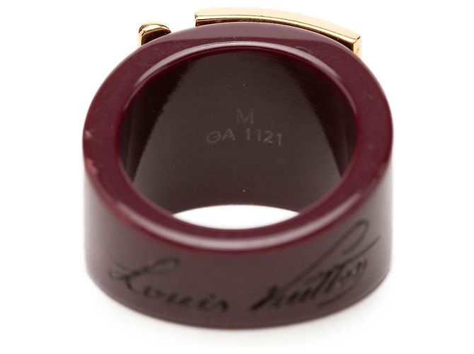 Anello Lock Me in resina rossa e placcato oro Louis Vuitton M Rosso Bordò - vista 4