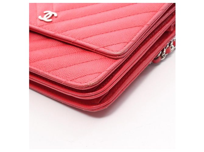 Bolsa de ombro com corrente de carteira Chanel Chevron V-Stitch Vermelho - vista 13