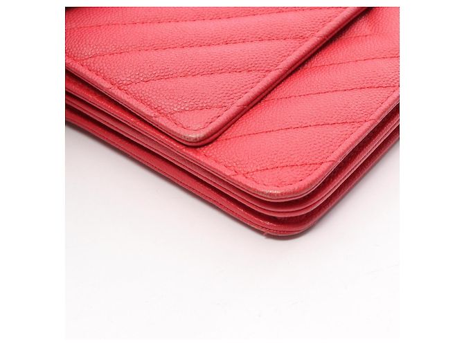 Bolsa de ombro com corrente de carteira Chanel Chevron V-Stitch Vermelho - vista 14