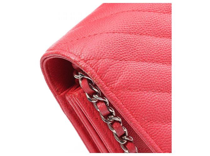 Bolsa de ombro com corrente de carteira Chanel Chevron V-Stitch Vermelho - vista 15