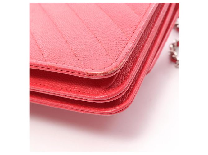 Bolsa de ombro com corrente de carteira Chanel Chevron V-Stitch Vermelho - vista 16