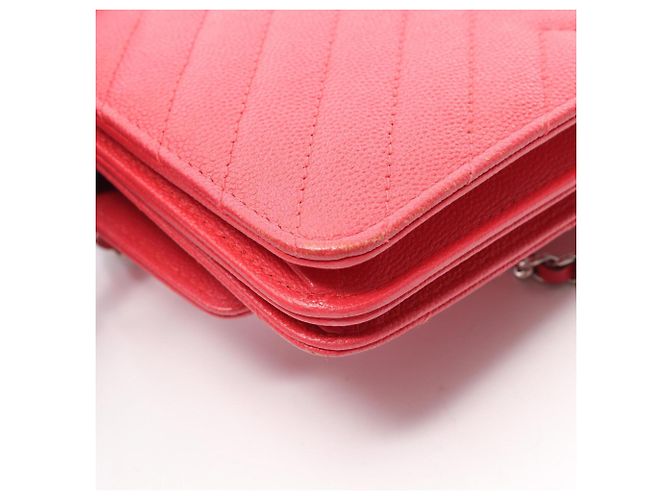 Bolsa de ombro com corrente de carteira Chanel Chevron V-Stitch Vermelho - vista 17
